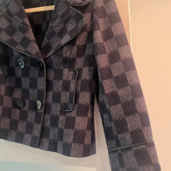 Per Se, Navy & Gray Checkered Wool Jacket, Size 4 - Picture 6 of 11